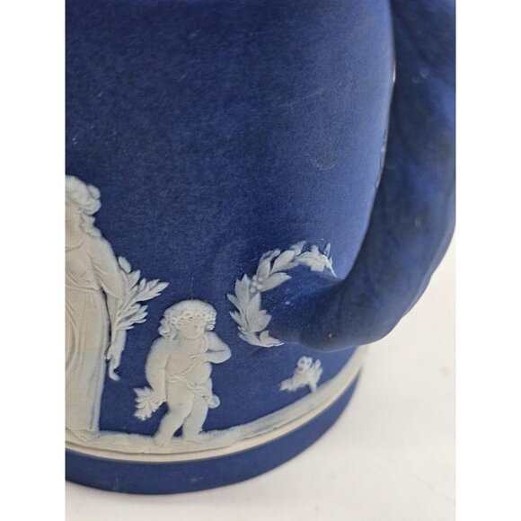 Wedgewood Jasperware Blue And White 4" Creamer Victorian Ornate Boho - Picture 11 of 13